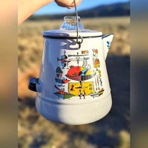 Large enamel vintage coffee pot